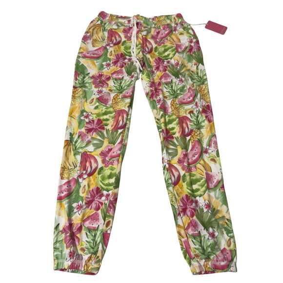 P.J. Salvage 3-Piece Tropical Fruit Print Pajama Set Tank Button-Up Top Pants S - Picture 4 of 16